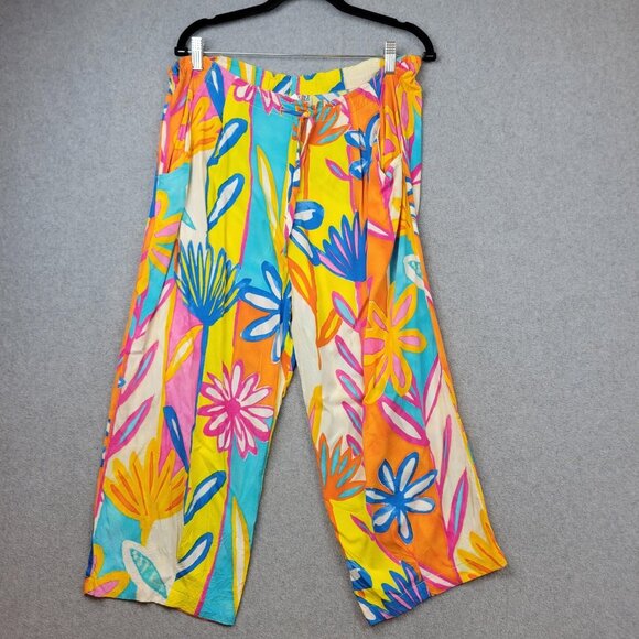 Jams World Pants Womens Medium Floral Rayon Wide Leg Joy Made in Hawaii USA - Picture 1 of 12